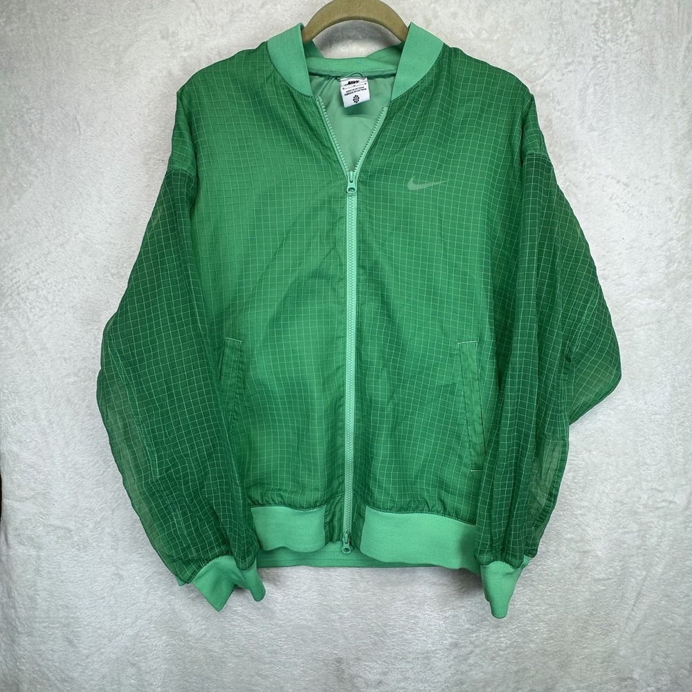 Nike Men's Green Hooded Lightweight Nylon Windbreaker Jacket Full-Zip Size‎ M